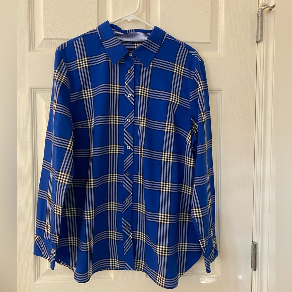 Talbots Classic Plaid Blouse XL
